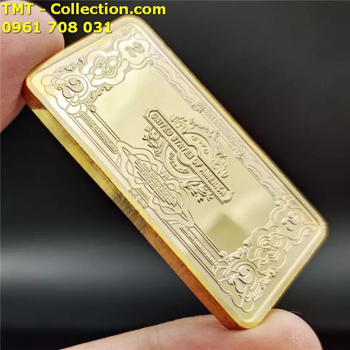 Medal hình 2 Dollars Mỹ, Trưng bày trên bàn sách, bàn làm việc, cửa sổ -TMT Collection - SP005209