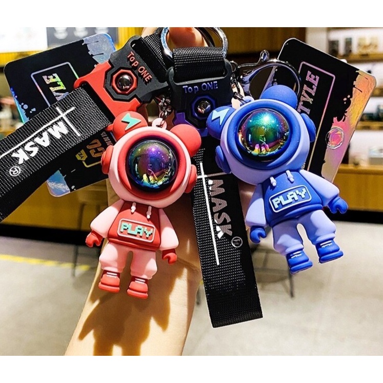 móc khoá anime quà lưu niệm móc khoá cute Sét gấu móc chìa khóa ô tô keo mềm nhựa pvc gấu vũ trụ phi hành gia mặt dây chuyền chìa khóa túi đựng đồ trang trí tinh tế mặt dây chuyền ô tô