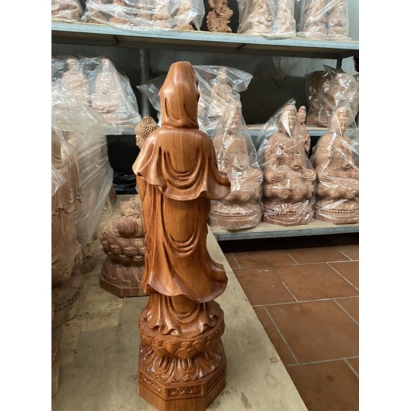 Tượng phật quan âm đứng đài sen cao 50cm