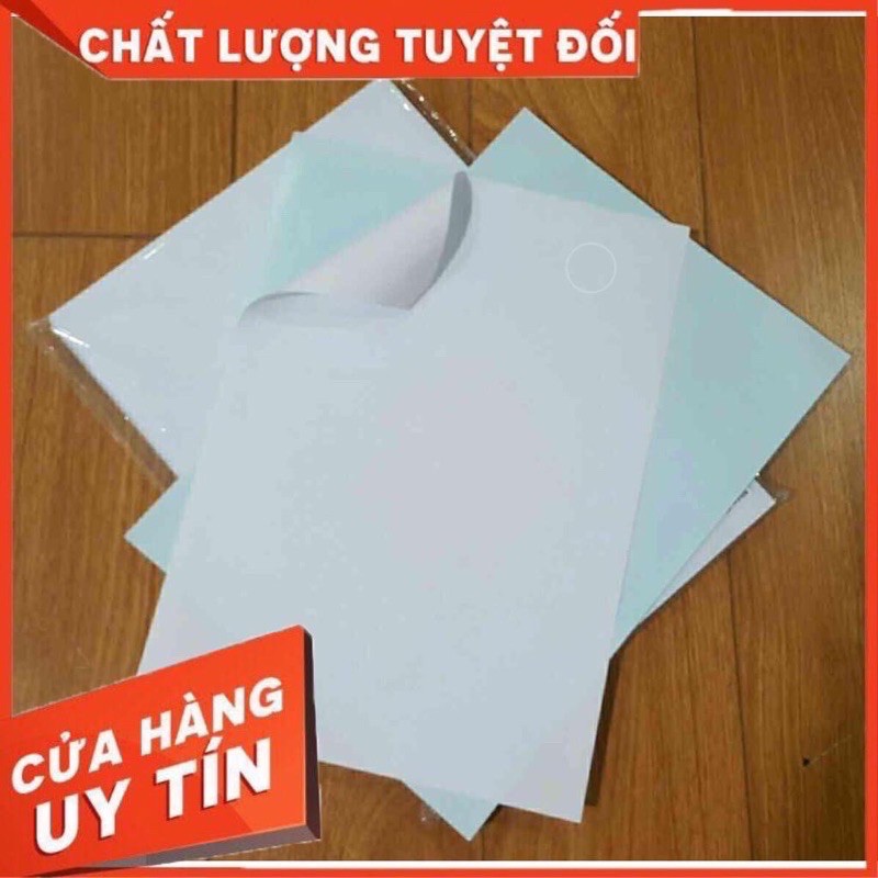 Combo túi có 10 tờ Decal A4 đế xanh.