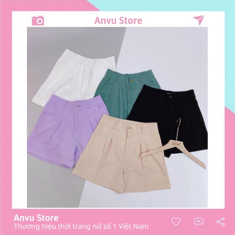 Quần short nữSiêu HOTvải tuyết mưa mềm mịn mát đứng dáng form xinh gập gấu cá tính || [ANVU STORE]
