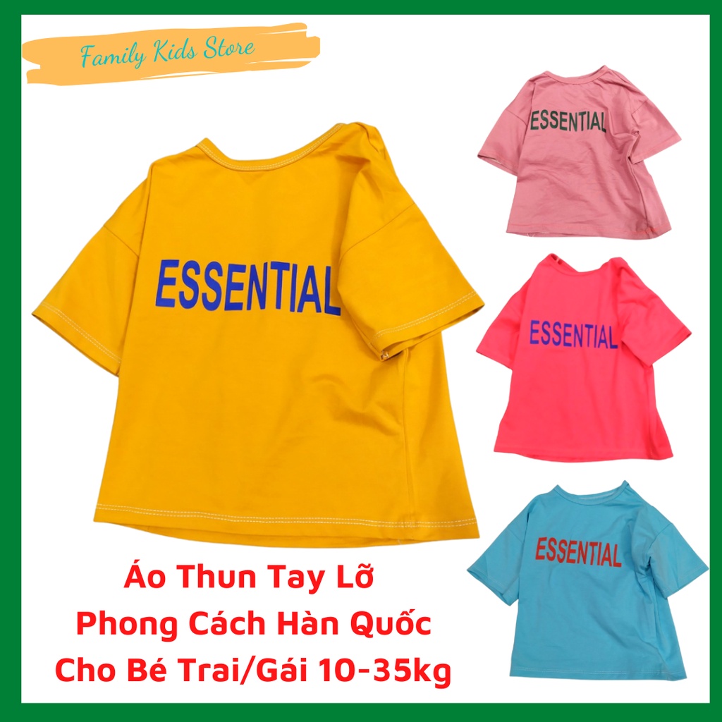 Áo thun tay lỡ cá tính cho bé trai/gái 10-30kg