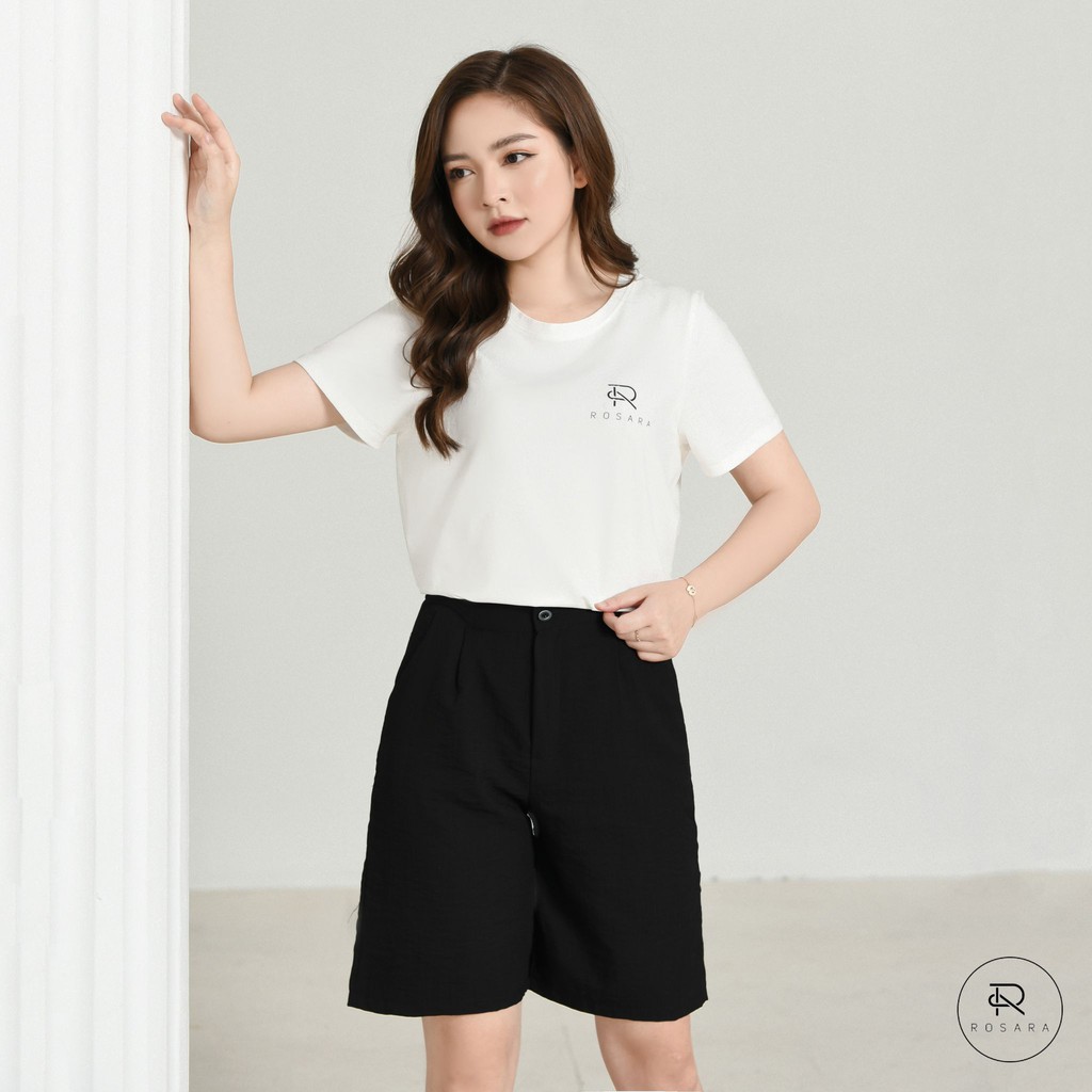 Quần shorts đùi đũi thời trang nữ cạp chun dáng lửng Rosara SP89 | BigBuy360 - bigbuy360.vn