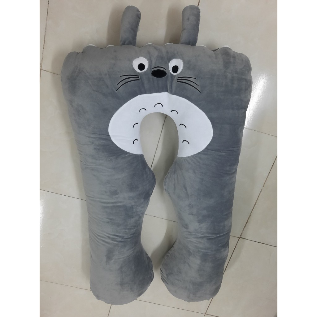 Gối ôm bà bầu chữ u cao cấp, gối dành cho bà bầu [hình totoro xám]