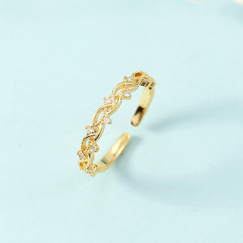 JOJO COCO Nhẫn Hở Phối Ren Rỗng Màu Vàng Kim Phong Cách Hàn Quốc Ngọt Ngào Thời Trang Cho Nữ