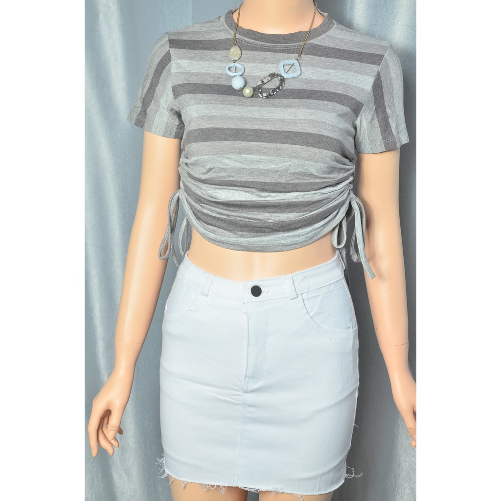 Áo thun kiểu nữ gợi cảm tay ngắn rút dây 2 bên, áo thun croptop Hàn Quốc