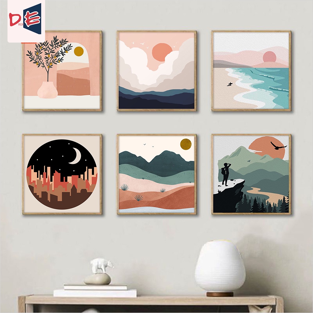 Bộ tranh số hóa DROFE DIY 20x20cm /30x30cm có khung trang trí nội thất