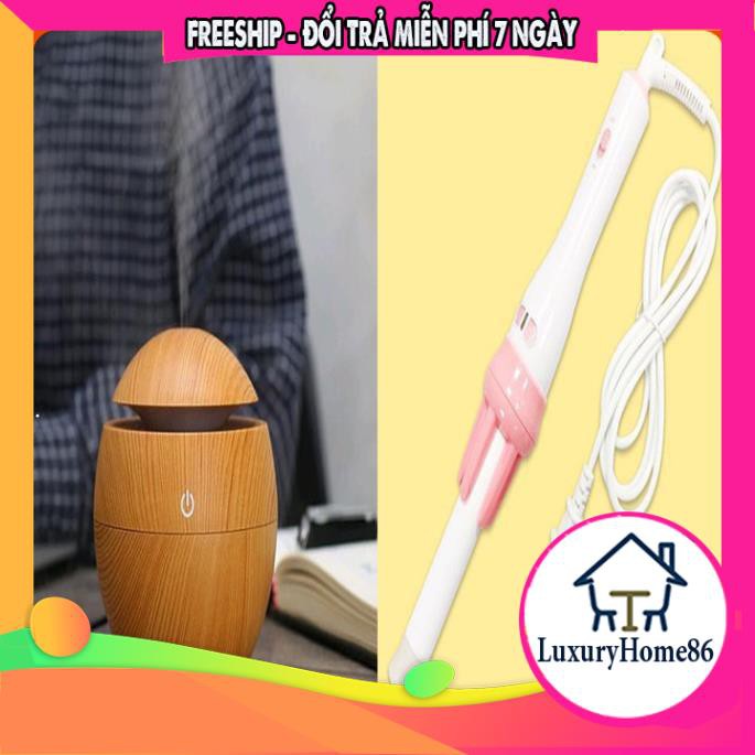 Lược điện uốn tóc xoăn sóng lọn to, lượn uốn tóc + Máy xông tinh dầu lọc không khí chất liệu gỗ