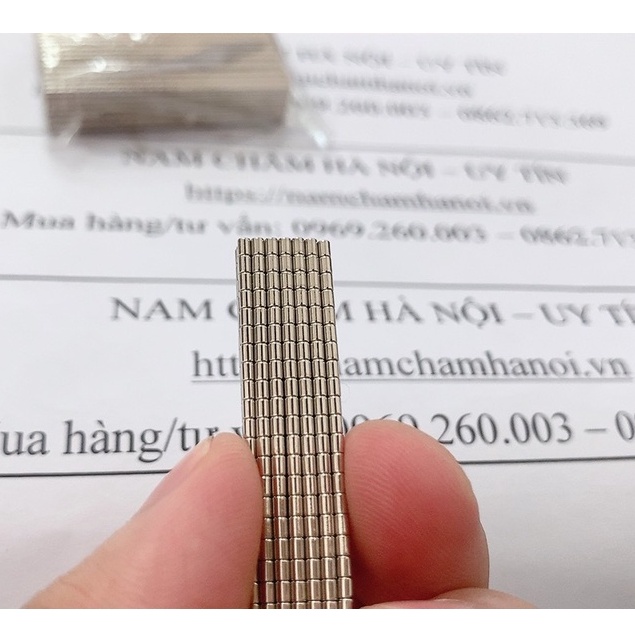 Nam châm viên mini 1,5x2mm, nam châm trắng đất hiếm lực hút siêu mạnh