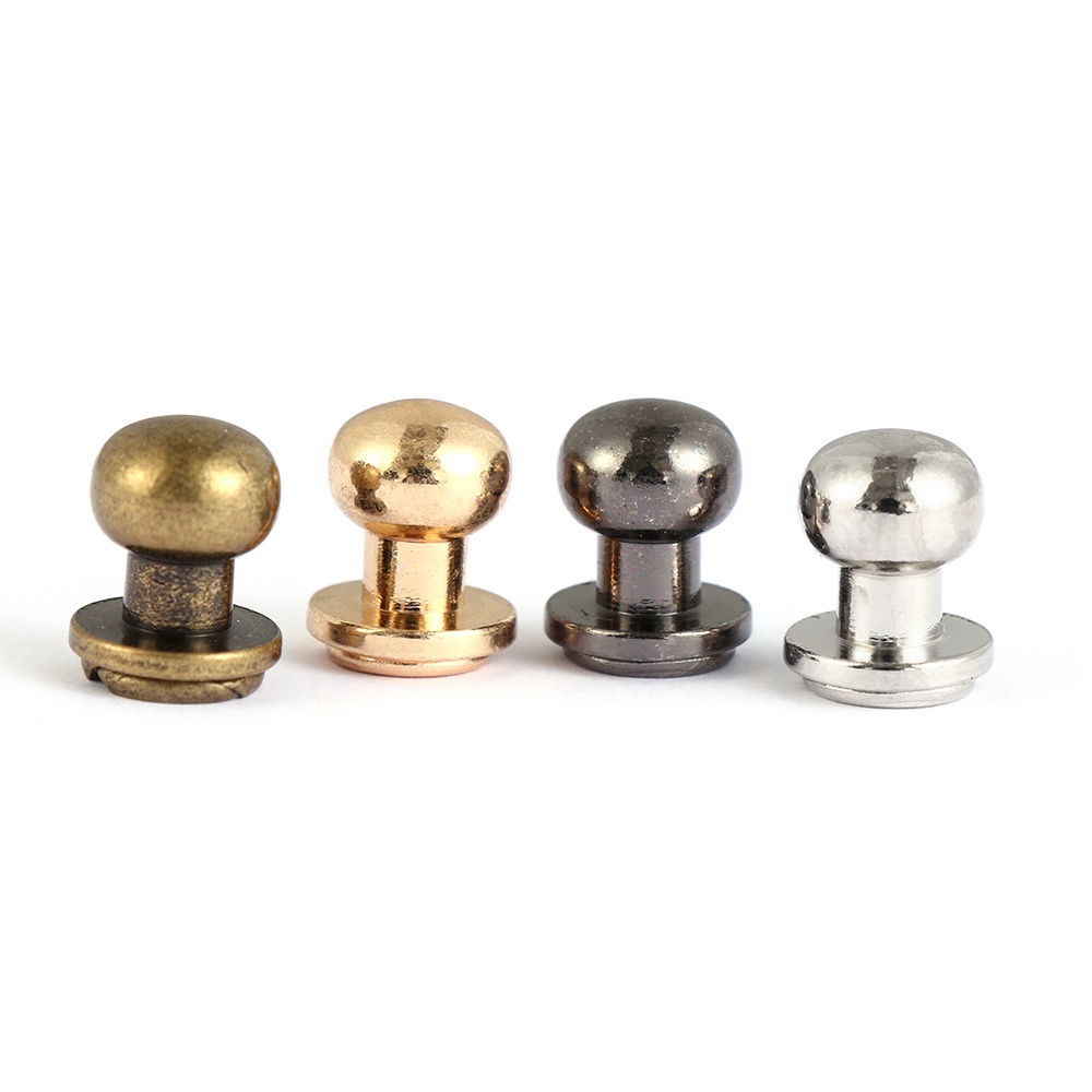 KUNHEV Set 10 Đinh Tán Đầu Tròn Bằng Đồng Thau Dùng Để Làm Đồ Da / Túi / Giày / Đinh Tán DIY