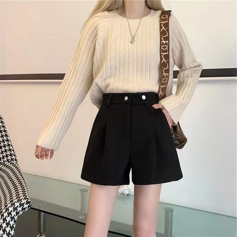 Quần Short Len Lưng Cao Ống Rộng Thời Trang Mùa Thu Dành Cho Nữ