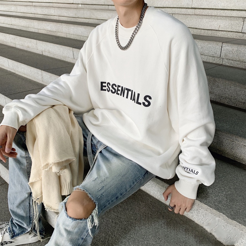 FREESHIP Áo SWEATER Nỉ ESSENTIALS FORM RỘNG UNISEX NỈ BÔNG MỀM MẠI DÀY DẶN,FREESIZE DƯỚI 65kg