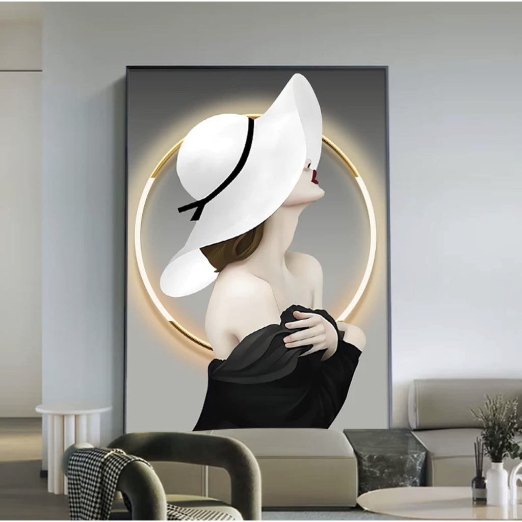 Tranh Cô Gái Treo Tương Phòng Khách/Ngủ/ Hành Lang Lối Đi/ Spa /Nal /Trang Trí Shop Quần Áo/ Tráng Gương Cao Cấp