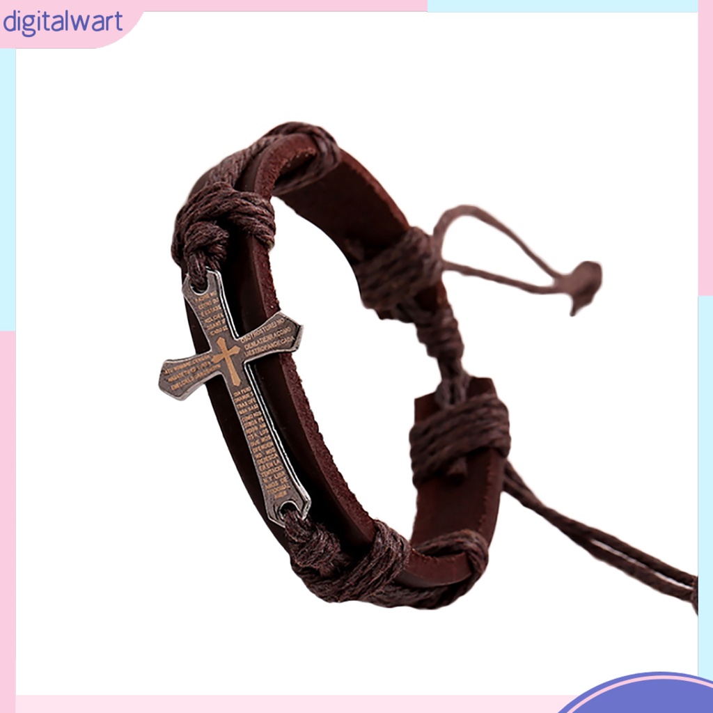 Dgggg Dgg✌❤ Vòng Tay Giả Da Mặt Thánh Giá Phong Cách Retro