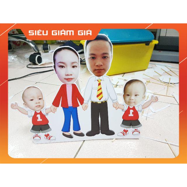 [Free ship] Chibi gia đình, thiết kế riêng cho từng Khách. Trang trí sinh nhật, làm kỷ niệm, món quà người thân.