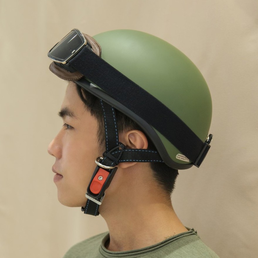 [HÀNG CAO CẤP] Mũ Bảo Hiểm HRA Xanh Lính (Kèm kính) - Mũ Bảo Hiểm Nửa Đầu Thiết Kế Cao Cấp