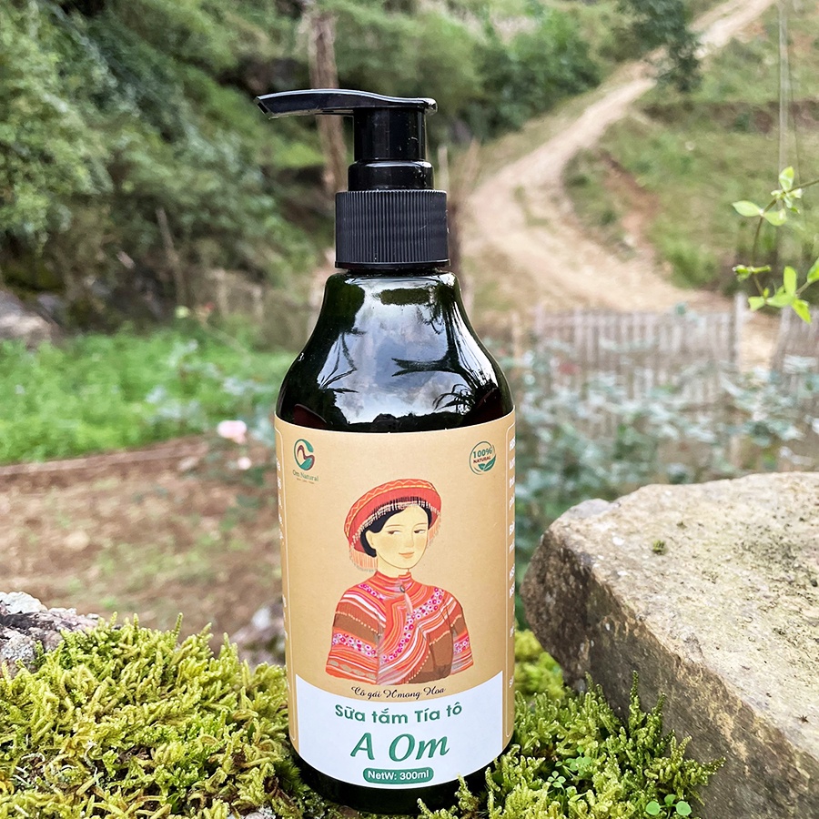 Sữa Tắm Tía tô Dưỡng Trắng, Tẩy Da Chết A Om 300ml