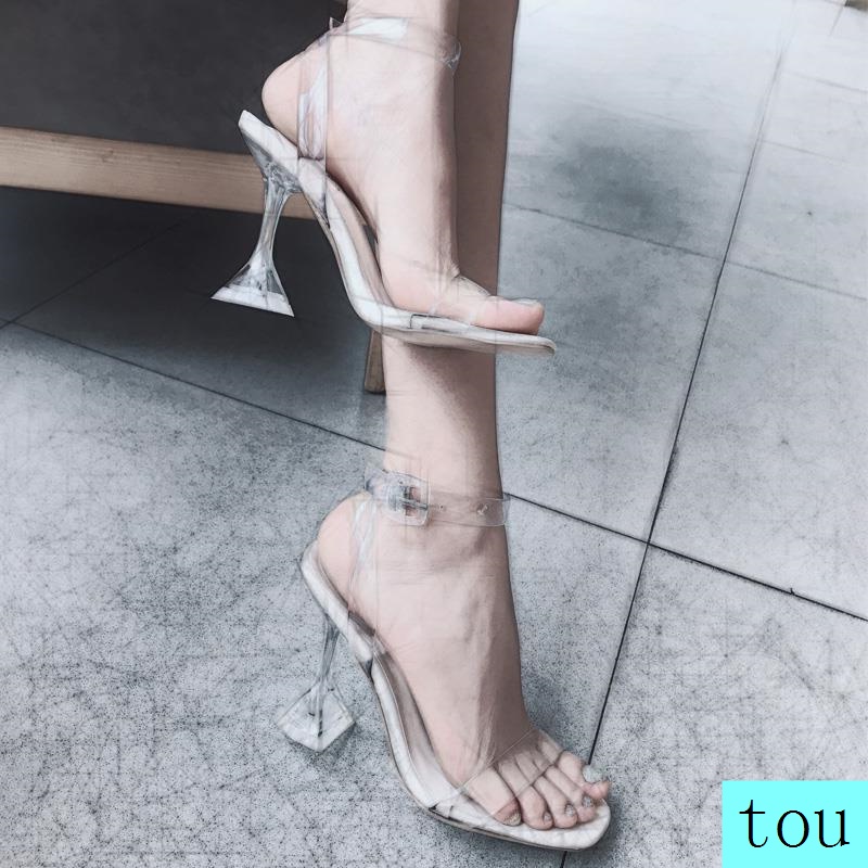 Giày Cao Gót Quai Trong Suốt Hở Mũi Thời Trang Dễ Phối Đồ Cho Nữ 2