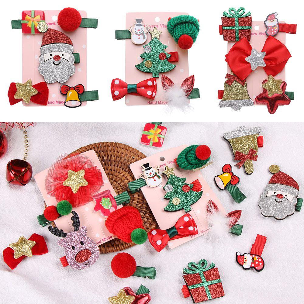 Set 5 Kẹp Tóc Hình Vớ Giáng Sinh Đáng Yêu Cho Bé