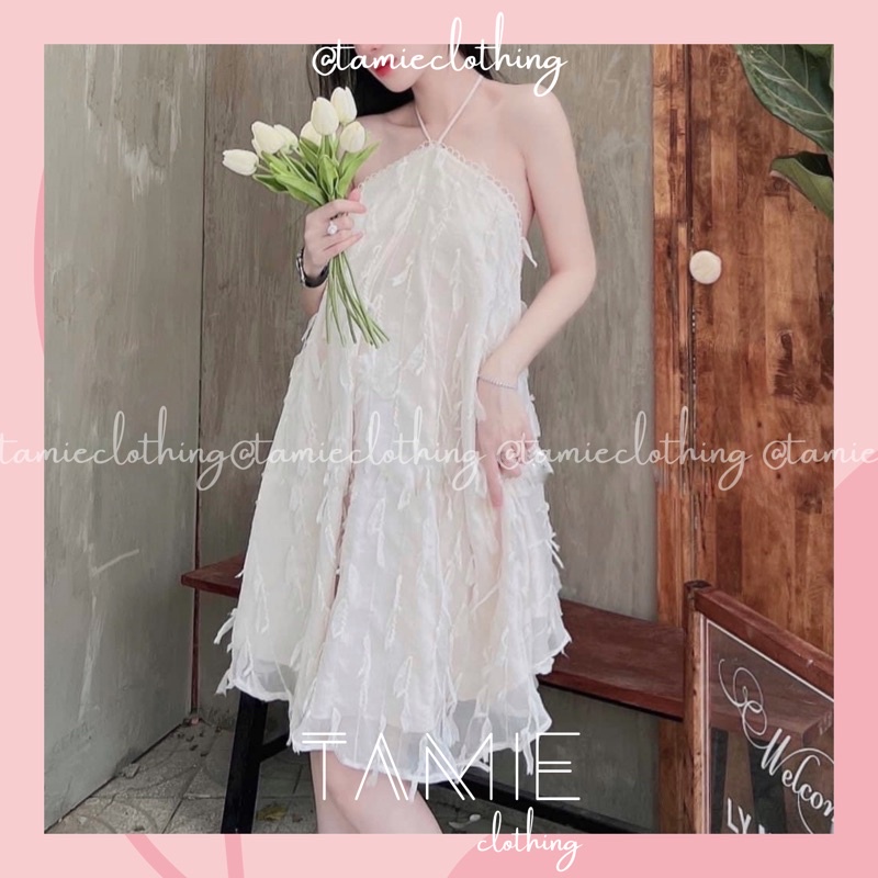 Đầm Hở Lưng LÔNG VŨ Dáng Váy Dây Yếm NDLN TAMIEclothing