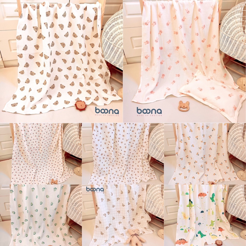 Khăn tắm xô Muslin sợi tre BOONA chính hãng 90x90cm đa năng cho bé