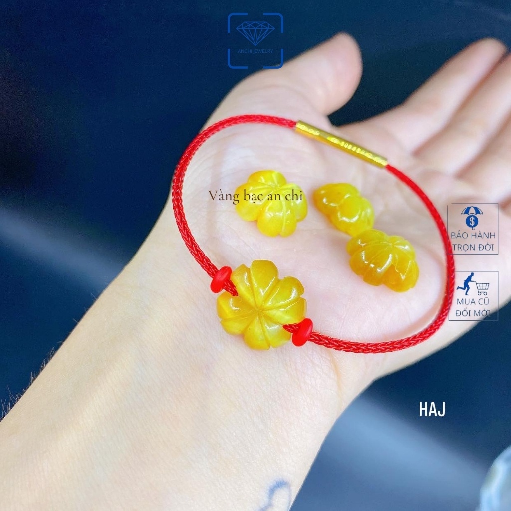 Vòng tay cỏ 4 lá đá mắt hổ phong thuỷ mệnh thổ / kim. Anchi jewelry