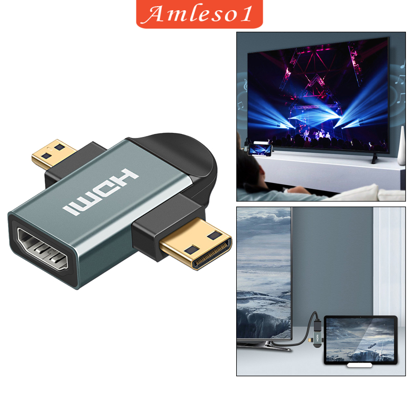 Giắc Chuyển Đổi 3 Trong 1 Hdmi Female Sang Mini Hdmi Male + Micro Hdmi Male