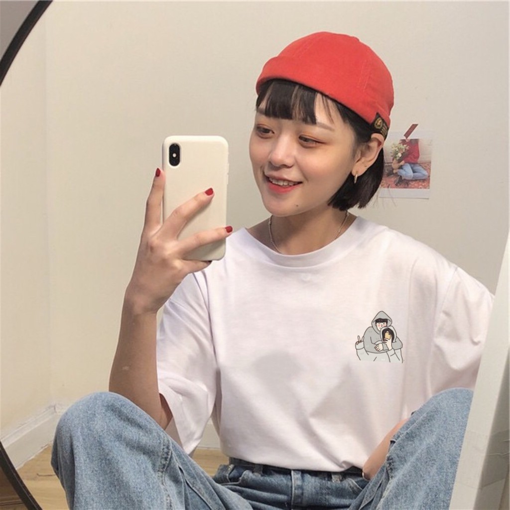 Áo thun tay lỡ  Couple Hug  phông Unisex nam nữ tee oversize form rộng pull Ulzzang Streetwear Hàn Quốc vải mềm