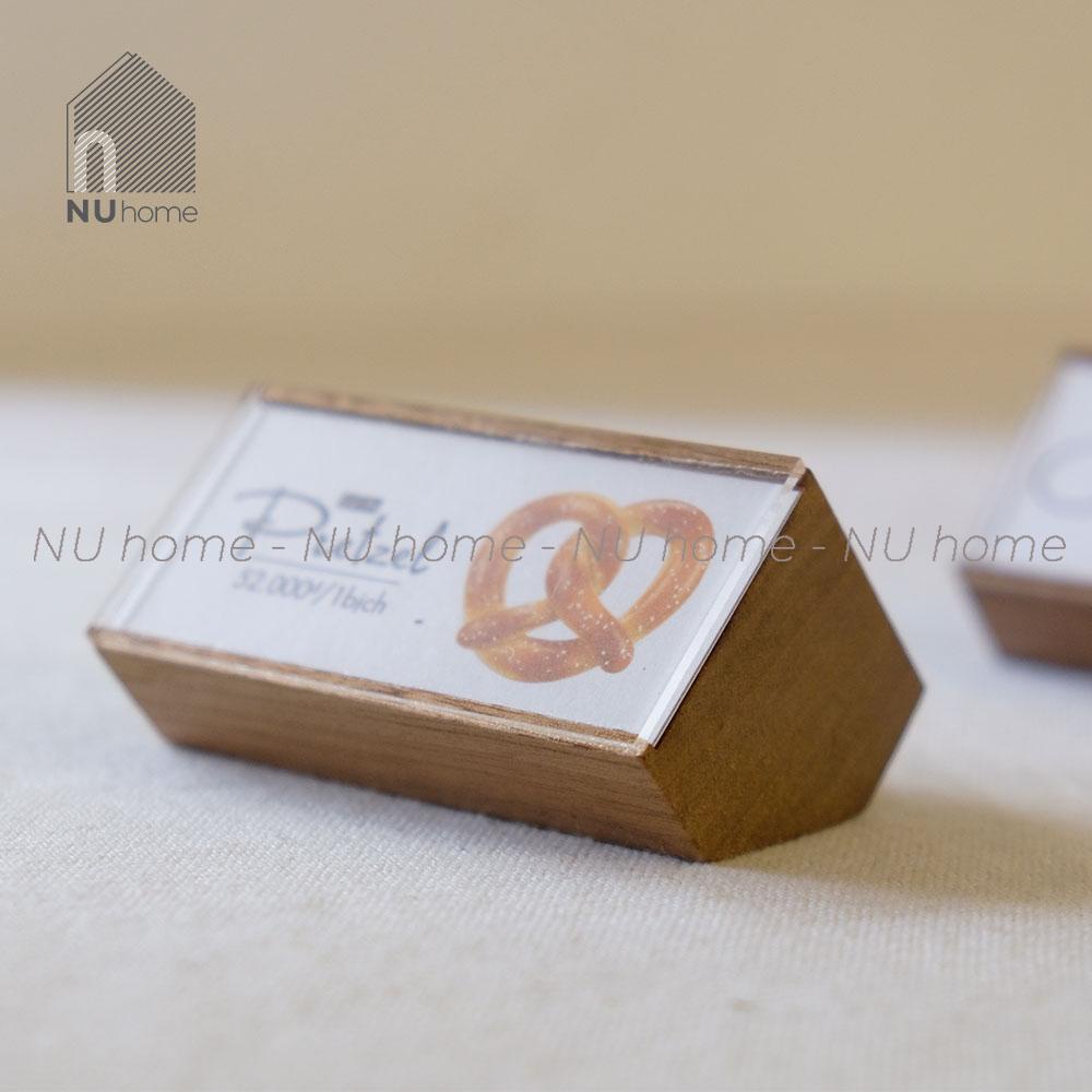 Đế gỗ gắn giá sản phẩm - Mato | nuhome.vn | gỗ gắn thông tin và giá sản phẩm đẹp mắt bằng chất liệu gỗ tự nhiên cao cấp