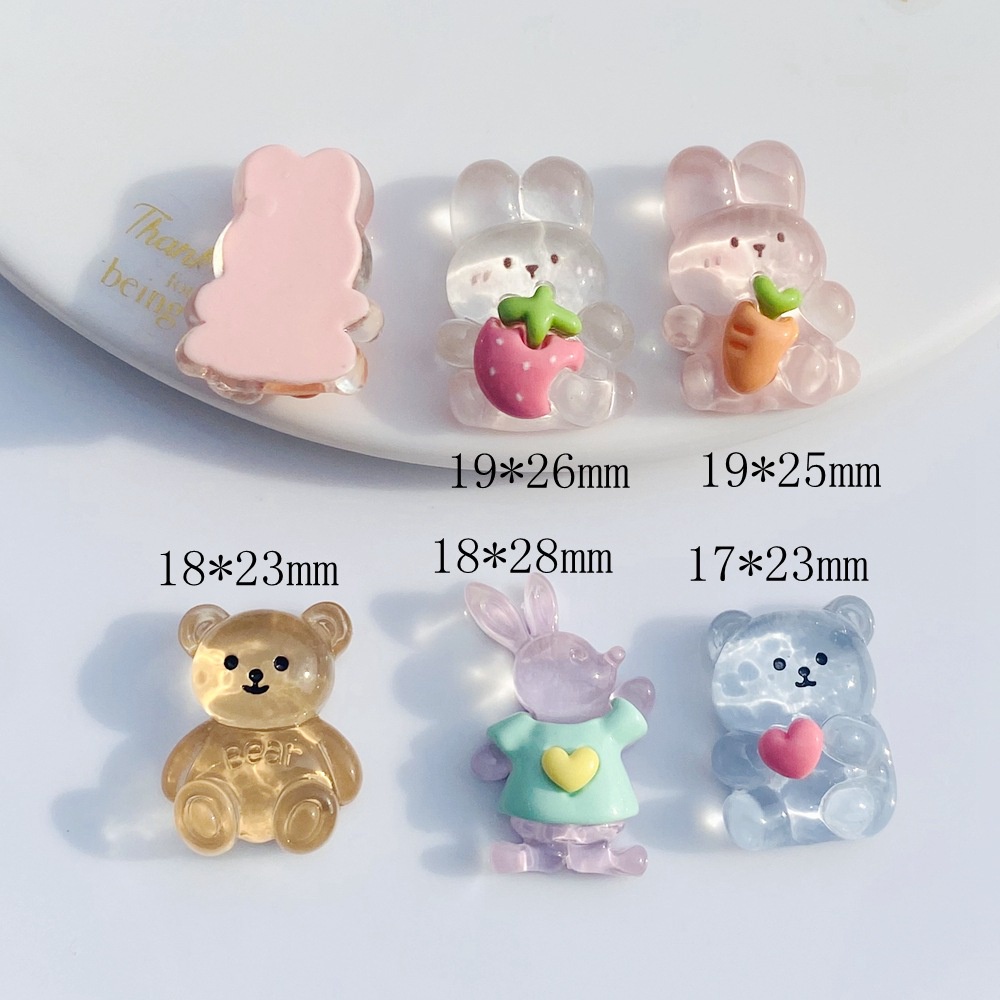 Bộ 10 Miếng Dán Bình Nước/Điện Thoại Hình Gấu/Thỏ 3D Bằng Nhựa Resin