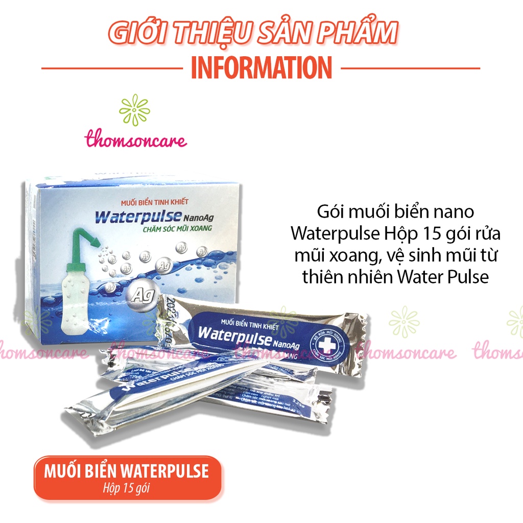 Gói muối biển nano Waterpulse Hộp 15 gói rửa mũi xoang, vệ sinh mũi từ thiên nhiên Water Pulse