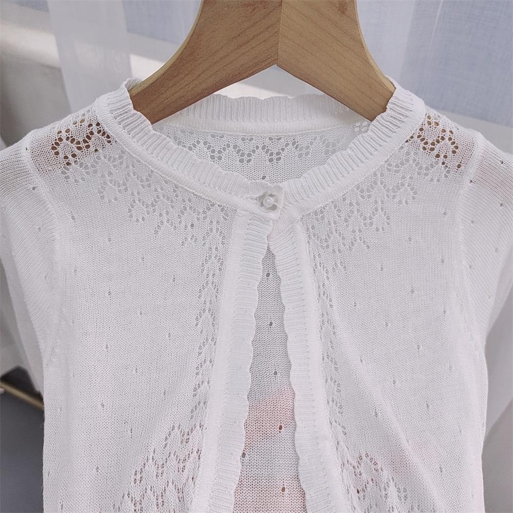 Áo Khoác Dệt Kim Bằng Lụa Mát Thoáng Khí Chống Nắng Ngoài Trời Cho Bé Gái