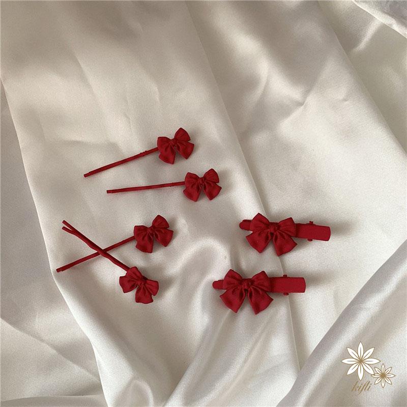 Kẹp tóc nơ đỏ thời trang Hàn Quốc cho nữ