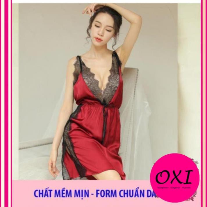 [  Siêu Đẹp- LOẠI I] Váy ngủ lụa satin cao cấp - đầm ngủ sexy xẻ tà B1028