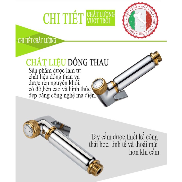 Bộ xịt nhà vệ sinh Phòng tắm Cao cấp mạ Vàng ITALIA Đầu xịt + Dây xịt + Giá đỡ