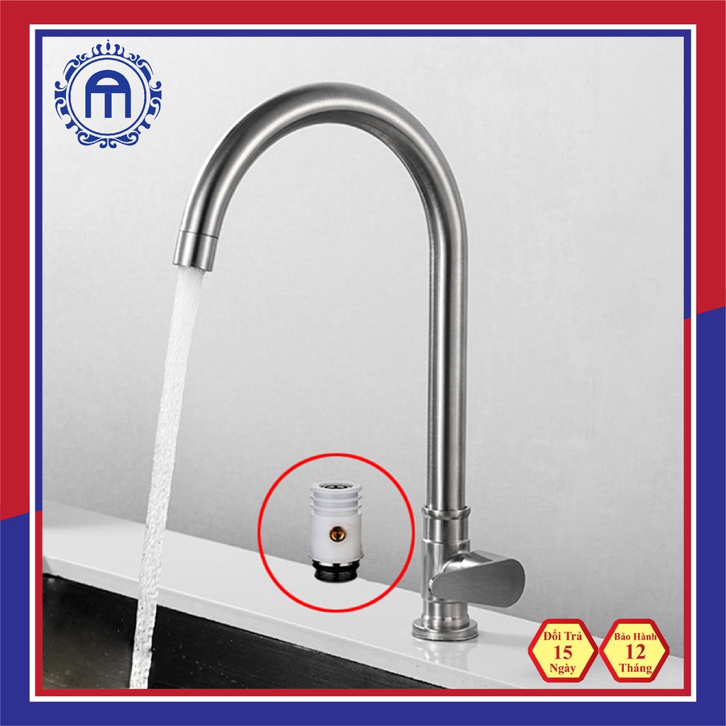 [VÒI XOAY Ổ BI TRỢ LỰC] Vòi rửa chén bát LẠNH nox 304 cao cấp ống phi 24 xoay 360 nhẹ nhàng nhờ ổ bi trợ lực VR06 TAAN