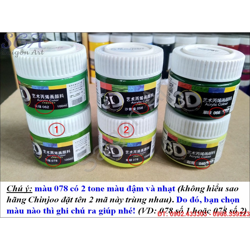 Màu Acrylic Chinjoo-Fanggu 3D 100ml loại THƯỜNG