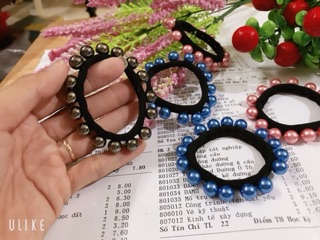 Set 2 cột tóc hạt châu nhiều màu -  sang chảnh