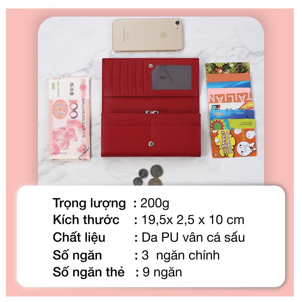 Ví Nữ Dài Cầm Tay PERFECT FOR YOU Da Vân Cá Sấu Thời Trang Nhiều Ngăn Đựng Tiền Điện Thoại Giá Rẻ TL26 - GUTADO