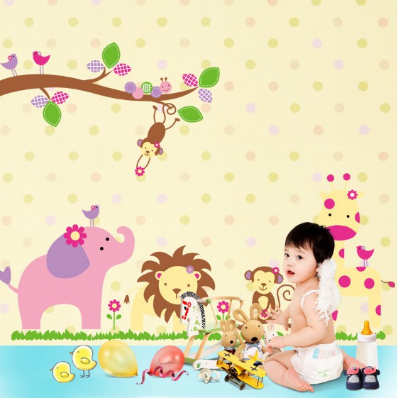 Decal trang trí vườn thú Voi Hồng ( Kèm Video thật )