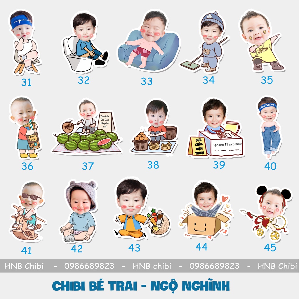Hình chibi bé trai, chibi sinh nhật đáng yêu, ngộ nghĩnh, có nhiều mẫu mã