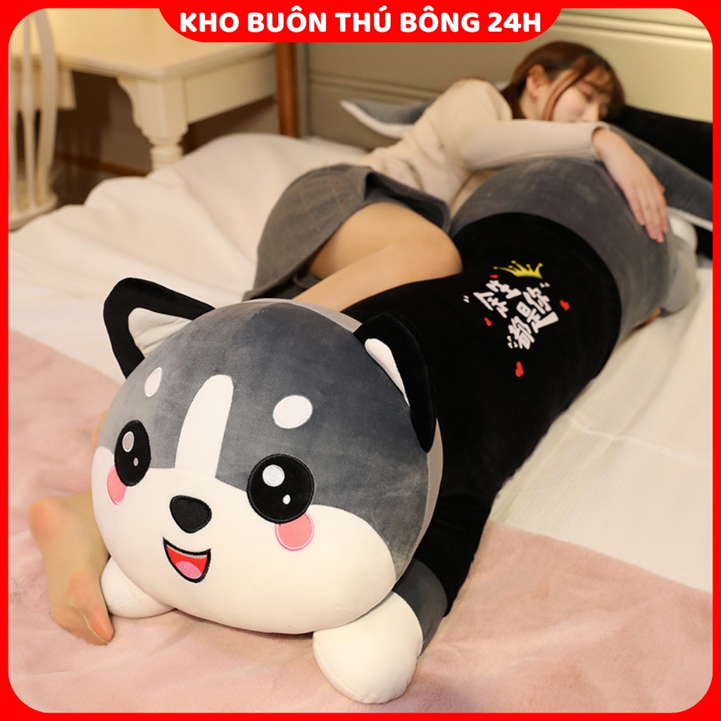 Mèo Husky gấu bông mèo má hồng gối ôm thú nhồi bông siêu to khổng lồ chất liệu vải miniso giá ưu đãi Kho Buôn 24H
