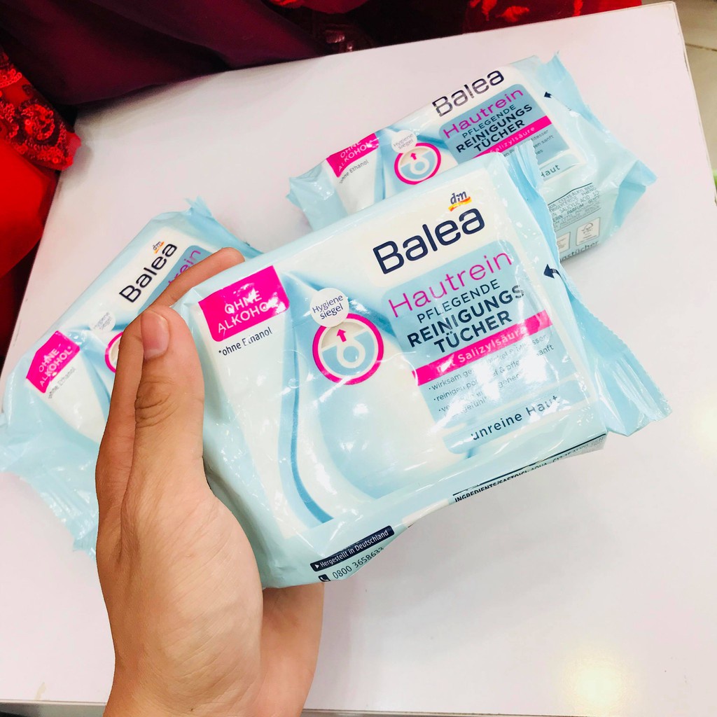 Khăn giấy ướt tẩy trang Balea Đức cho mặt gói 25 tờ an toàn da nhạy cảm - Shop Viloet