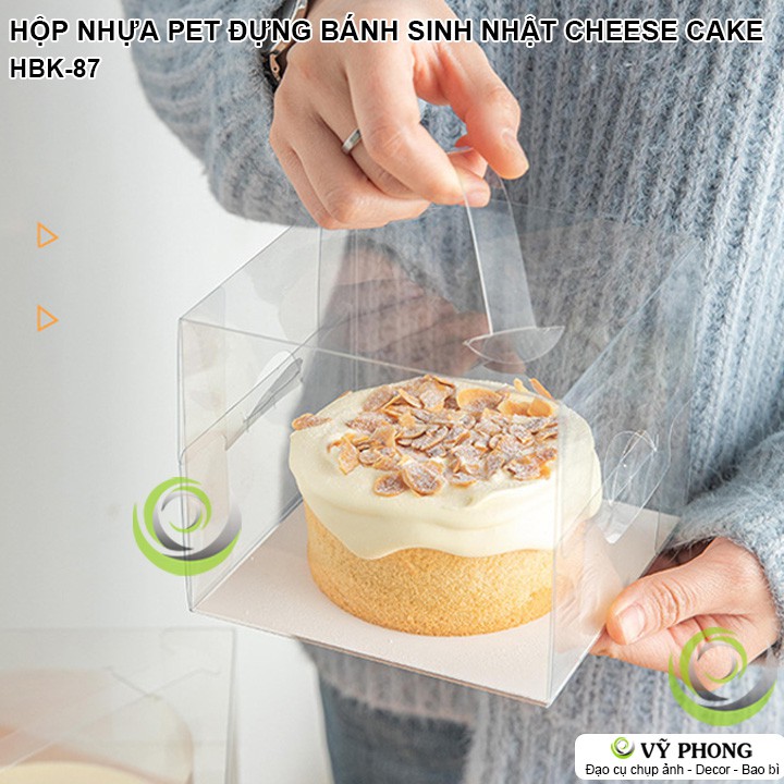 HỘP NHỰA PET MICA TRONG SUỐT CÓ QUAI XÁCH ĐỰNG BÁNH KEM SINH NHẬT BÁNH TIRAMISU CHEESECAKE PHONG CÁCH ĐƠN GIẢN HBK-0087 | BigBuy360 - bigbuy360.vn