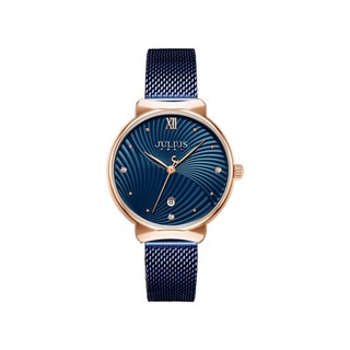 Đồng hồ nữ ja - 1243c julius hàn quốc dây thép xanh