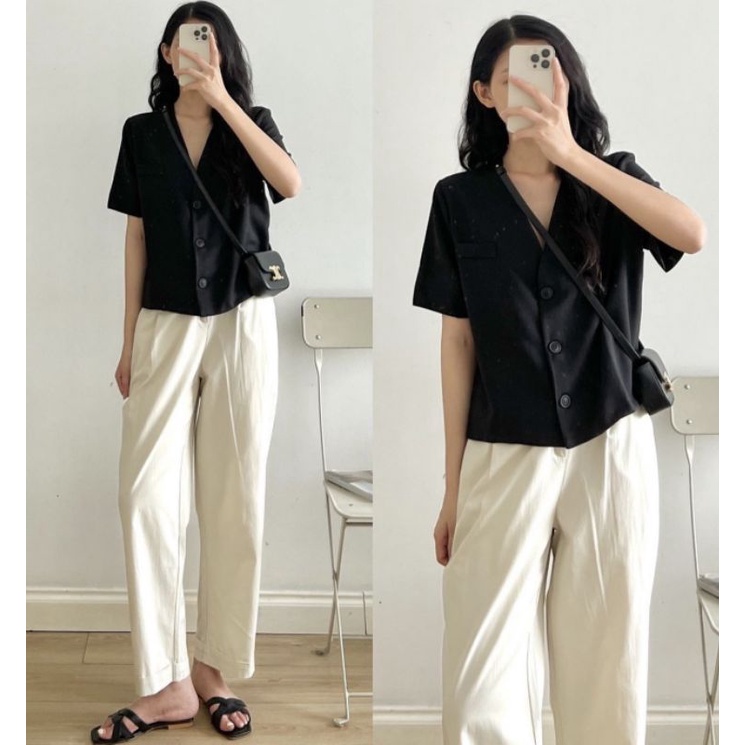 Áo blazer dáng ngắn siêu xinh phong cách tiểu thư mới