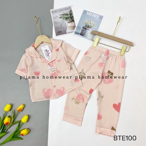 Bộ Pizama Mặc Nhà Quần dài Xinh Xắn Cho Bé Gái Lụa Mango Cao Cấp Size 10-32kg