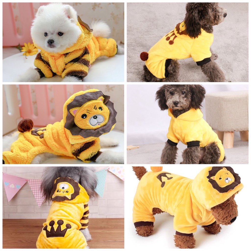 [ XU HƯỚNG ] Quần áo nỉ bông cho thú cưng giữ ấm kèm mũ và túi đựng khóa kéo cao cấp