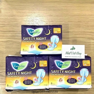 Combo 3 gói Băng Vệ Sinh Ban Đêm Laurier Safety Night chống tràn [40cm-8M]