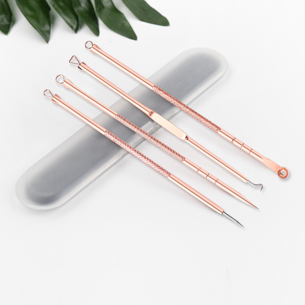Ireneda Bộ 4 Dụng Cụ Nặn Mụn Đầu Đen Bằng Thép Không Gỉ Chăm Sóc Da